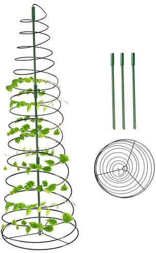 LAANCOO Trellis for Climbing Plants Outdoor Spiral Green Bean Trellis 3 Sections Pea Trellis Metal Lightweight Plant Trellis for Garden Yard,Green Bean Trellis
