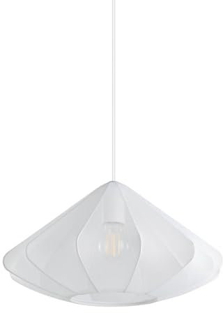 EGLO Hängelampe Dolwen, Pendelleuchte über Esstisch, Esszimmerlampe Japanisch, Stoff Lampenschirm und Metall in Weiß, E27 Fassung, Ø 42,5 cm