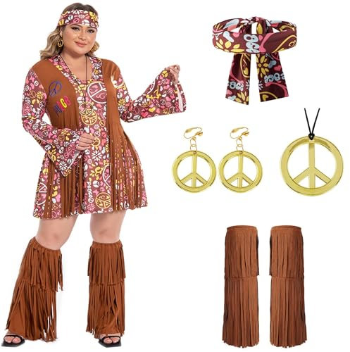 cuteDIY Übergröße Hippie Kostüm Damen Kleidung