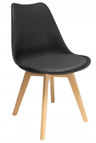 JUMI Esszimmerstuhl Oslo - Esszimmerstühle mit Kissen - Stühle zum Wohnzimmer Esszimmer - Bürostuhl ohne Armlehne - Holzbeine - Samt - Schwarz