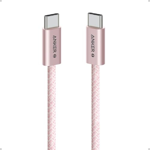 Anker Zolo USB C to USB C Cable, Braided and Dirt-Free Type-C Fast Charging Cable, Slim Connector, for iPhone 16 Series, MacBook (240W) (Pink, 3FT)