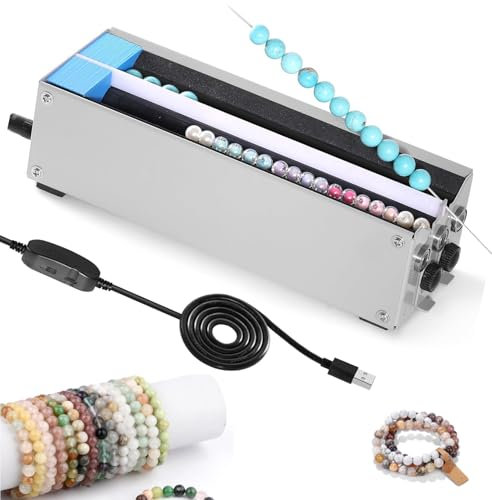 Kadxyan Electric Bead Spinner, 2 Channels Fast Beading Tool Spinner, Semi-Automatic Beads Machine, with Adjustable Forward/reverse, Needle Alignment Function, for Bracelets, Necklace, Bangles