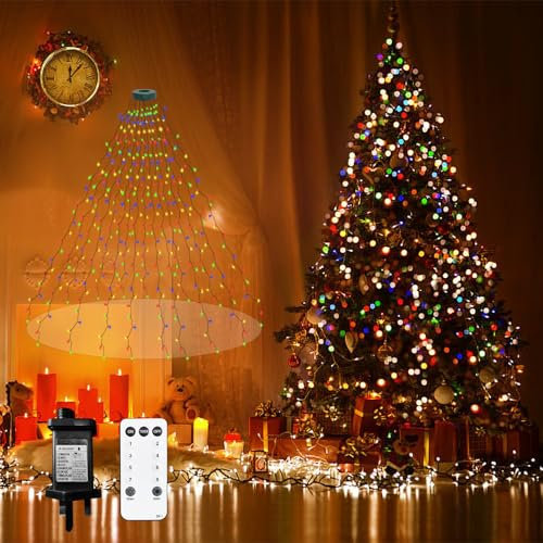 Neonawall Christmas Tree Lights 2m 400LED String Lights Plug in Fairy Xmas Decorations 16 Strands 8 Modes Remote Waterproof for Indoor Outdoor Decoration