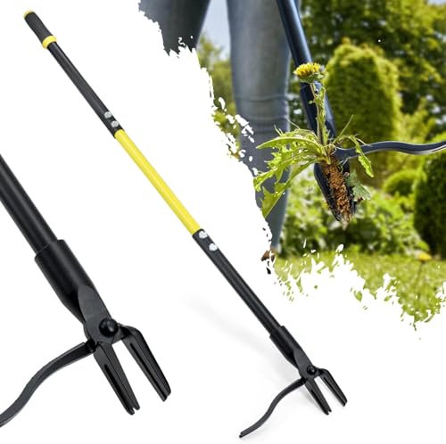 Jardineer Weeder Puller Tool with Long Handle, 45 Stand Up Weed Remover Tool, Weeding Tools Gardening Heavy Duty with 4 Claw Steel Head