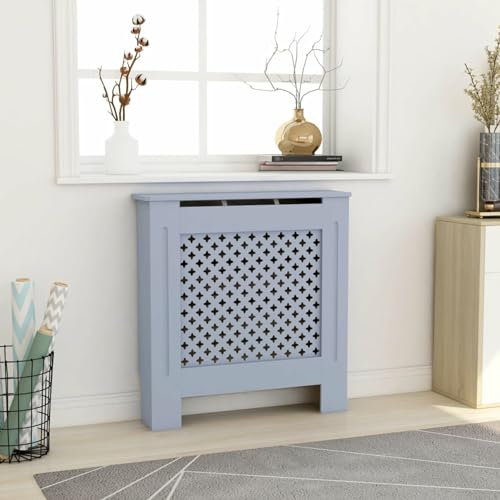 Homgoday Cache-radiateur MDF Gris 78 cm Cache Radiateur pour Salon, Couvercle de Radiateur Chambre à Coucher et Cuisine C