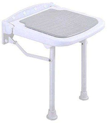 Faltbarer Wand-Duschsitzhocker, Aluminiumlegierung, Badezimmer, Klappstuhl, hohe Tragfähigkeit, Badhocker für Senioren, max. 300 kg, Grau
