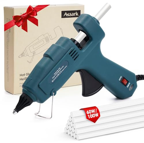Fireproof Hot Glue Gun, 60/100W Dual Power Full Size Glue Gun with 15pcs Large Glue Sticks, Fast Preheating Hot Glue Gun Kit for Crafting, Arts, DIY and Quick Home Repairs (Dark Blue)