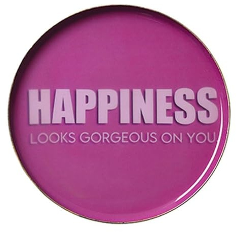 Gift Company Love Trays, Dekotablett, XS, Happiness, rund, pink