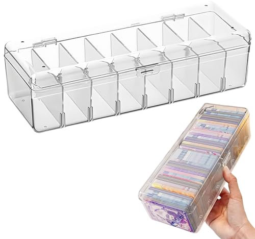 Caja Cartas, Caja para Tarjetas, Game Card Storage Box Deck, Organizador Transparente con Separadores Ajustables, para Tarjetas de Estudio, Tarjetas de Visita, Notas y Tarjetas de Colección