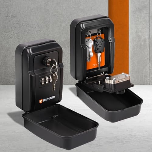 Brihard All Season XL Emergency Key Schlüsseltresor mit Zahlencode und 2 Notfall-Schlüssel, Outdoor Safe Schlüsselkasten mit Code Zahlenschloss für Wandmontage, Tresor Schlüsselkasten, Schlüsselbox