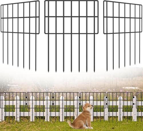 IMSGVIFO Lot de 20 clôtures d'étang en métal - 43 cm de haut - Arche supérieure ronde - Clôture de jardin décorative - Clôture pour chiens, étang, poulets