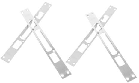Lurrose 4 Pièces Corps de serrure de porte antivol renforcer Plaque platine inox porte blindée gâche de réparation en métal support de renfort de porte de garage Acier inoxydable Silver