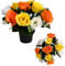Caliko Set of 2 Grave Flower Pots with Improved Design | Artificial Flowers for Graves in Pots | 12-Head Orange/White/Yellow Artificial Flowers | Perfect for Cemetery Decor & Memorial Elegance.