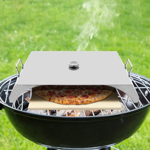 Crumdala Stainless Steel Pizza Oven Set - Complete Kit with Peel, Thermometer & Pizza Cutter for Outdoor Cooking