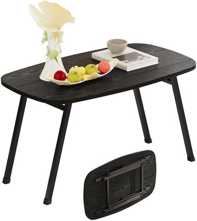 VECOCHO Couchtisch klappbar,Mobiler Kaffeetisch,Schwarz | Kleiner Tisch klapptisch,Wohnzimmertisch für Wohnzimmer,Schlafzimmer,Balkon, Büro,kleinen Raum,Einfacher Aufbau,Metallrahmen