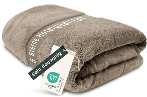 ZOLLNER Kuscheldecke flauschig in 220x240 cm - super kuschelige und warme Sofadecke - waschbar bis 95°C - atmungsaktive Mikrofaser in Fango - Hotelwäschequalität - Oeko Tex® Zertifiziert