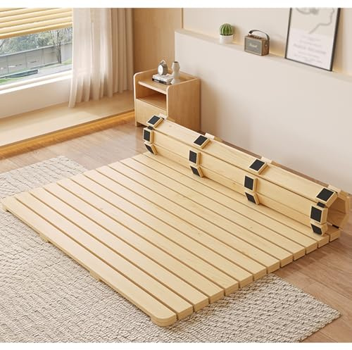 Tragbares Klappbett mit Holzlatten und Anti-Rutsch-Pads – platzsparende Matratzenauflage für Boden oder Etagenbetten