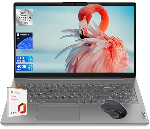 Lenovo i7 Business Laptop, 13th Intel Core i7-13620H, Windows 11 Pro Laptop, 15.6'' FHD, 40GB RAM 2TB SSD, WiFi 6, BT 5.2, Laptop studente con vita Microsoft Office