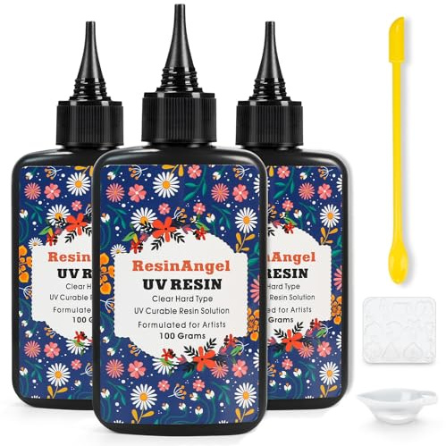 ResinAngel 300g UV-Harz-Set – Kristallklares, vorgemischtes UV-Harz, schnellhärtend & selbstnivellierend, vergilbungsfrei für Schmuck, Bastelkunst & Beschichtung