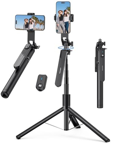 TECKNET Selfie Stick,180cm Aluminum Extendable 6-in-1 Phone Tripod | Portable Travel Tripod with Wireless Remote,360° Rotating & Anti-Shake for iPhone/Android/Samsung/Camera