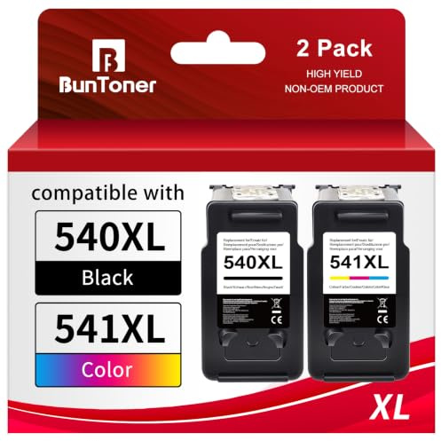 BunToner 540XL 541XL Multipack Ersatz für Canon Druckerpatronen 540 541 PG-540 CL541 für Canon Pixma TS5150 MG3600 MG3650S MG3650 MG4250 MX475 TS5100 MG3150 MG3500 MG4200 (2-Pack)