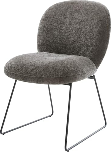 DELIFE Polsterstuhl Nube-Flex Kufengestell Schwarz Bouclé Soft Schlamm Taschenfederkern