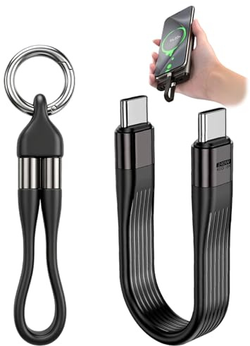 240W Short USB C to USB C Cable with Keychain 40Gbps USB 4.0 Type C Cable | Fast Charger, 8K@60Hz High Speed Data Transfer, for Iphone 16/15 Pro Max Laptops Macbook Pad SSD Power Bank (13cm)