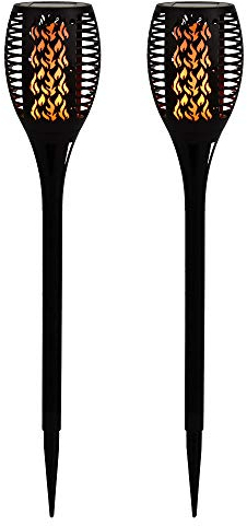 etc-shop 2x LED Außen SOLAR Steck Lampe Weg Garten Fackel Feuer Effekt Erspieß Park Leuchte