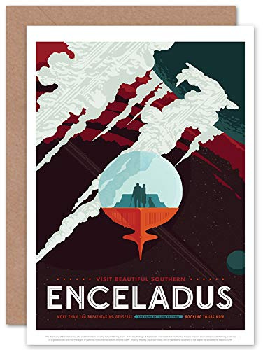 Artery8 Enceladus Geysers NASA Space Tours Travel Sealed Greeting Card Plus Envelope Blank inside