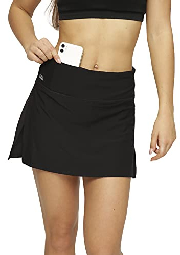 Formbelt Laufrock mit Hose 2 in 1 Sport Rock Damen Tennisrock mit Handytasche Handyfach Skort Schlüssel Tennis Laufen Atmungskativ Yoga Fitness Gym