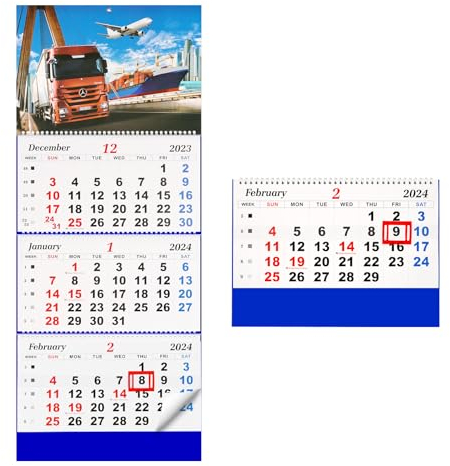 Liitrton Wandkalender 2021, 3-Monats-Display, vertikaler Kalender, 34 x 83 cm, perfekt für Ihren geschäftigen Zeitplan Dezember 2020-Januar 2022 (Truck)
