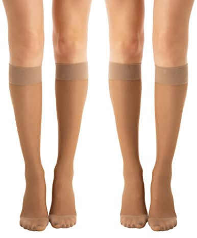 Relaxsan Basic 850 (2 Paare - Braun 3/L) Stützstrümpfe Damen 18-22 mmHg, Kompressionskniestrümpfe 140 Den