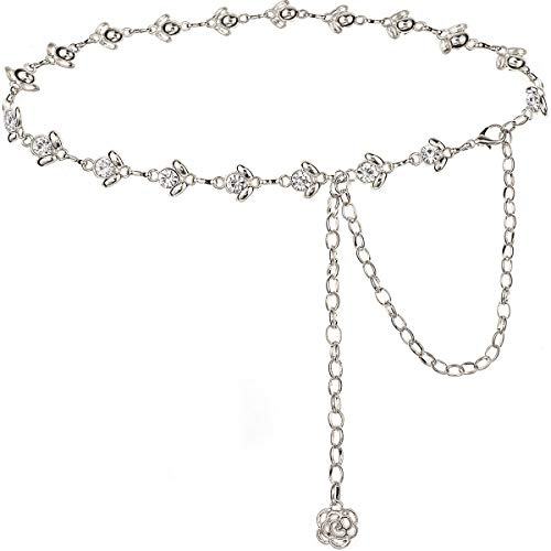 Suyi Kettengürtel für Frauen Strass Taillenkette für Kleid