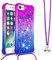 LEMAXELERS YB GS Halskette für iPhone 6S/iPhone 6, Glitzer, glitzernd, Flüssigkeit, transparent, Silikon, TPU, Case mit Kordel zum Umhängen, für iPhone 6S, YB GS, Violett Blau