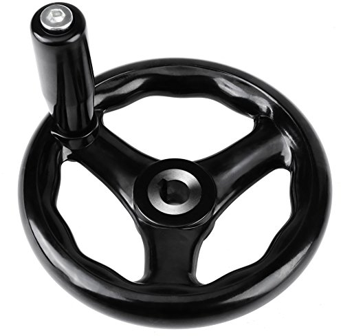 Fafeicy 3 Spoke Hand Wheel, 12 * 125mm/0.47 * 4.92'' Black Plastic Round Milling Hand Wheel, with Revolving Handle, for Lathe Milling Machine