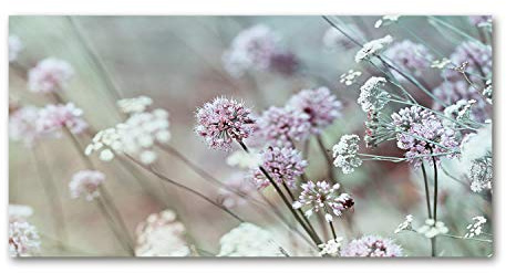 Tulup Splashback 39.37x19.68 inch / 100x50cm Kitchen Protection Induction Cooker Wall Protection Glass Panel Tempered Glass Toughened Safe Glass Kitchen Panel Splash-back - White - wild flowers