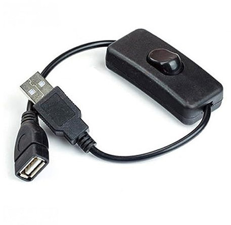 Harrista USB Cable with Switch ON/OFF Cable Extension Toggle for USB Lamp Fan Power Supply Adapter - Black