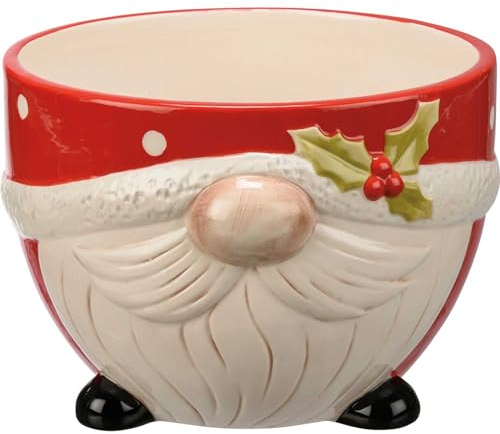 Bowl Lg - Santa Gnome Red