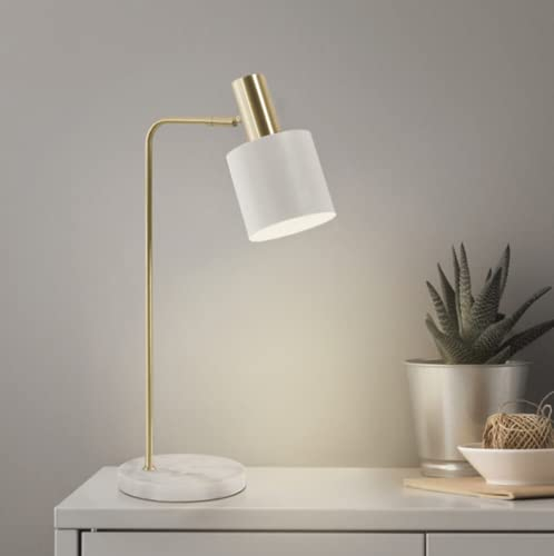 SXYSXYSXY Schreibtischlampe Nordic Modern Tischlampe Kinder Büro Augenschutz Schlafzimmer Nachttischlampe Leselampe Marmor Design Tischleuchte Verstellbare Metall Nachtlampe E27*1,Weiß