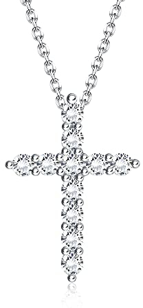 KALVICA Kreuz Kette für Damen Herren Halskette Anhänger Kreuz Zirkonia Silber Kette mit 43cm Kreuzkette Hip Hop Schmuck Geschenk für Mädchen Jungen Freund