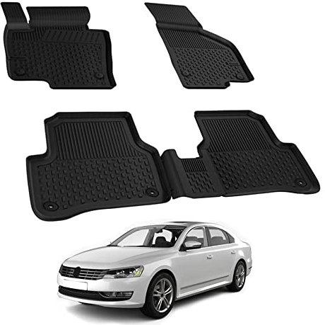 Auto Fußmatten Kompatibel mit VW Passat B7 2010-2014 Geruchlos 4.5D Passform Allwetter Automatten 5 Teilige | Antirutschmatte Hoher Rand Gummimatten Schwarz Fussmatten Vorne Hinten Autoteppich