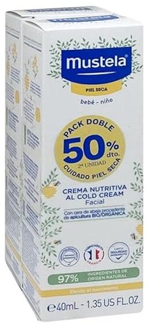 MUSTELA Nourishing Face Cream Cold Cream and Beeswax Organic Duplo 40 ml + 40 ml