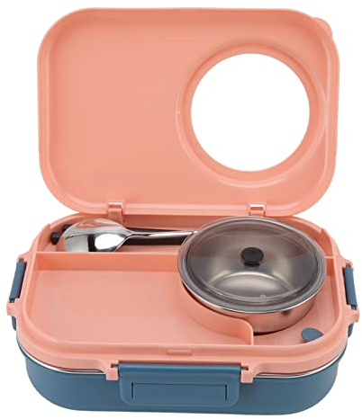 Goshyda Lunchbox, 1100 Ml, Doppellagiges 3-Gitter-Design, Thermo-Lunchbox aus Edelstahl 304 mit Essstäbchen, Löffel, Suppenschüssel, Lebensmittelbehälter für Kinder, Studenten,