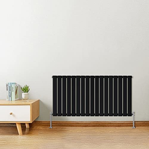 Warmehaus Horizontal Designer Radiator Flat Panel Modern Heating Single Black Radiator 600x1158mm