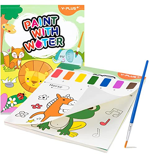 YPLUS Pintura con Libros de Agua para Niños Pequeños,Papel de Acuarela para Edades de 1 a 4 años,Regalo de Arte Artesanal con Pincel e Ilustraciones de Animales Incluidas