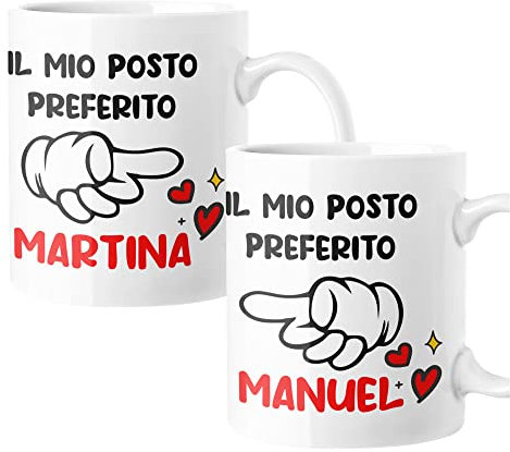bubbleshirt Coppia Tazze SanValentino Personalizzabili con Nome Il Mio Posto Preferito Love Idea Regalo Mug 11oz