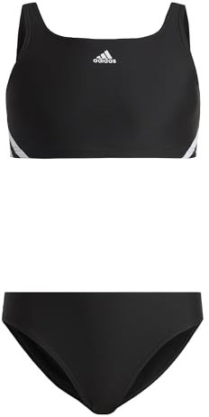 adidas Bambina 3-Stripes Bikini, Black/White, 5-6 Years