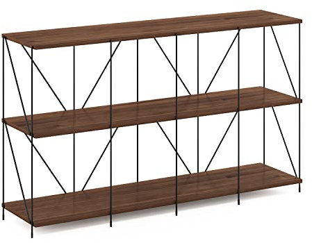 Furinno Besi - Estante Industrial Multiusos de 4 x 2 Pulgadas, con Marco de Metal, Color Nogal