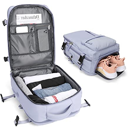 BJLFS Mochila Viaije Cabina Avion para Ryanair Equipaje de Mano Ryanair Maletas De Viaje Cabina 20L Bolsa de Viaje Mujer para Cabina avion Mochila Portatil 14 Pulgadas,Lila