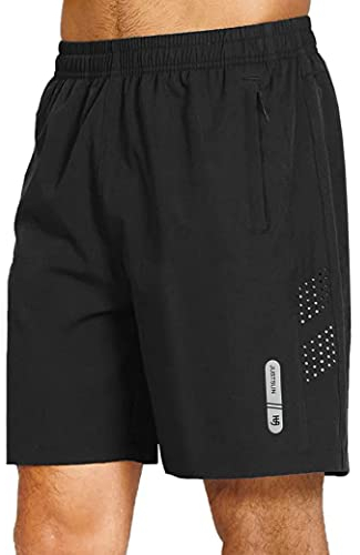 JustSun Kurze Hosen Herren Shorts Sommer Kurz Sporthose Jogginghose Herren Sport Shorts Trainingshose Laufshorts mit Reissverschluss Schwarz L